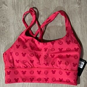 Pink Lululemon Energy Sports Bra with Mickey Mouse Pattern